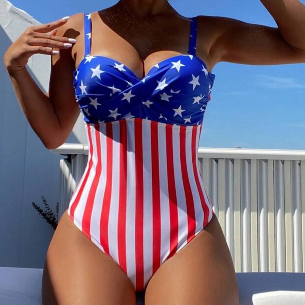 Bold Stars and Stripes One Piece Swimsuit